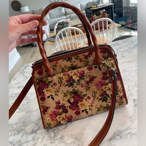 Patricia nash floral leather purse with crossbody strap